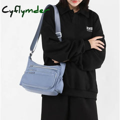Cyflymder New Women Shoulder Bags Large Capacity Nylon Messenger Simple Multi-Pockets Waterproof