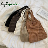 Cyflymder New Wool Knitted Shoulder Shopping Bag For Women Vintage Fashion Cotton Cloth Girls Tote