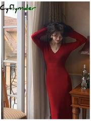 Cyflymder NEW YEAR DRESS TO IMPRESS Vestidos Para Mujer Winter Sundress Long Dresses For Women Vintage Dress De Mujer