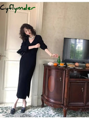 Cyflymder NEW YEAR DRESS TO IMPRESS Vestidos Para Mujer Winter Sundress Long Dresses For Women Vintage Dress De Mujer