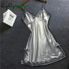 Cyflymder Nightgown Women Gown Sleepdress Sexy Lace Nighty Robe Spaghetti Strap Sleepwear Summer