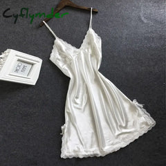 Cyflymder Nightgown Women Gown Sleepdress Sexy Lace Nighty Robe Spaghetti Strap Sleepwear Summer
