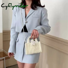 Cyflymder Noble Crystal Beaded Evening Bag Wedding Clutch with Pearl Chain New handmade Pearl chain shoulder bag