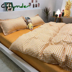 Cyflymder Nordic Grid Duvet Cover Set with Bedsheet Pillowcase 220x240 Quilt 4pcs/3pcs Bedding Fashion Comforter Bed