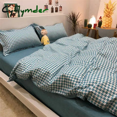 Cyflymder Nordic Grid Duvet Cover Set with Bedsheet Pillowcase 220x240 Quilt 4pcs/3pcs Bedding Fashion Comforter Bed