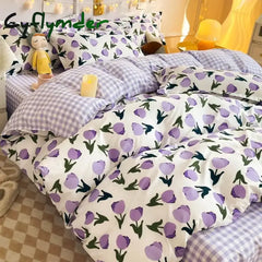 Cyflymder Nordic Pink Checkerboard Duvet Cover Sets With Pillowcases Flat Sheet Kids Girls Boys Full Queen Twin Size