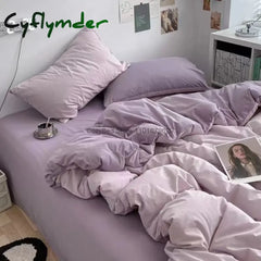 Nordic Princess Purple Bedding Set Girls Boys Single Double Size Flat Sheet Duvet Cover Pillowcase Bed Linens Home Textile