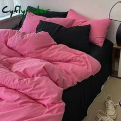 Cyflymder Nordic Princess Purple Bedding Set Girls Boys Single Double Size Flat Sheet Duvet Cover Pillowcase Bed Linens