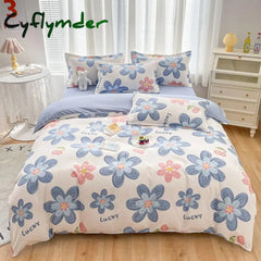 Cyflymder Nordic Style Flower Bedding Set Luxury Children Quilt Covers Soft Bedclothes and Pillowcase Sheets Decor Bed