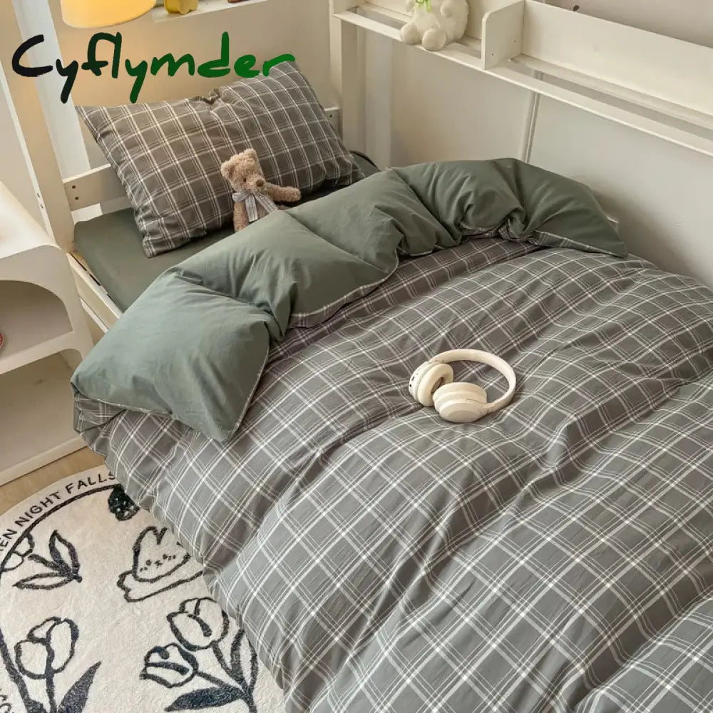 Nordic Wash Cotton Bedding Set Duvet Cover with Pillowcase Bed Sheet Set Comforter Cover Bed Linens Set Single Full Queen Size