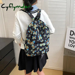 Cyflymder Nylon Student Schoolbag Women Backpack For Grils Teens Book Bag School Butterfly