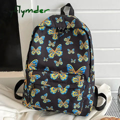 Cyflymder Nylon Student Schoolbag Women Backpack For Grils Teens Book Bag School Butterfly