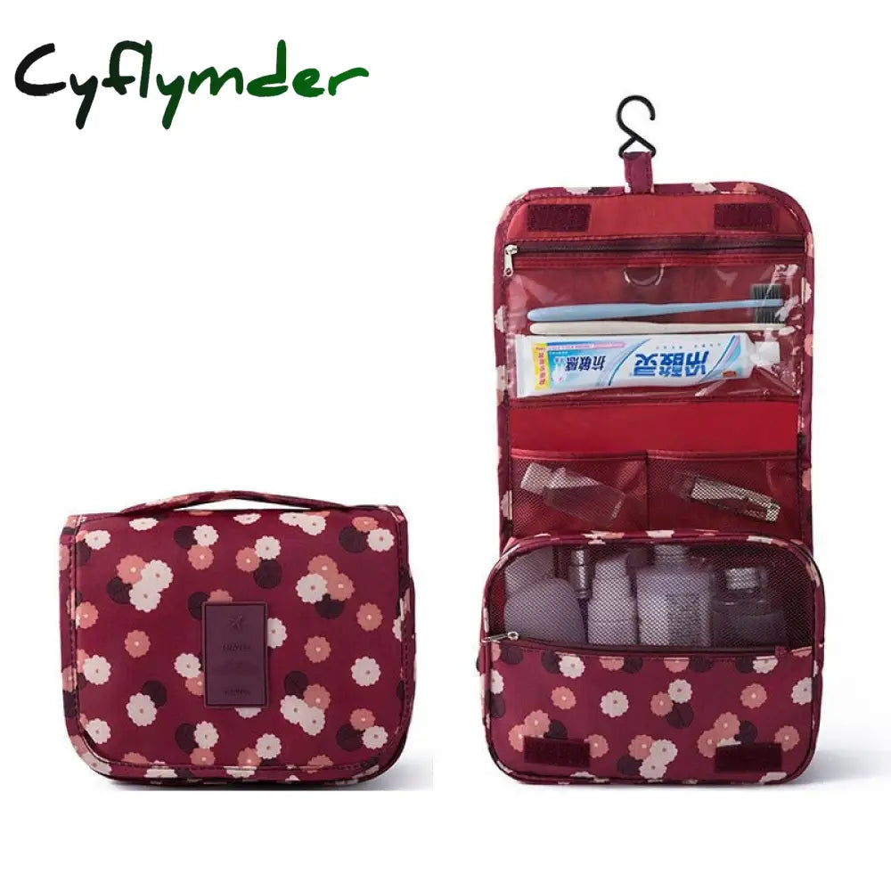 Cyflymder Nylon Travel Set Makeup Bag High Capacity Cosmetic Bags For Women Bathroom Toiletry Make