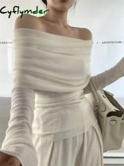 Cyflymder Off-The-Shoulder French One-Shoulder Sweater Women’s New Design Autumn Winter Knitt