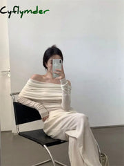 Cyflymder Off-The-Shoulder French One-Shoulder Sweater Women’s New Design Autumn Winter Knitt