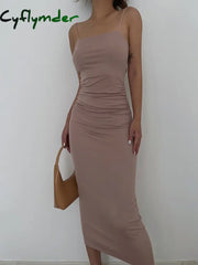 Cyflymder - Open Back Twist Midi Dress Dresses