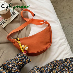 Orange Canvas Crossbody Bag For Women New Fashion Portable Casual Hobos Chest Bag Middle Students Shoulder Cross Body Bag