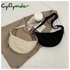 Cyflymder Orange Canvas Crossbody Bag For Women New Fashion Portable Casual Hobos Chest Middle