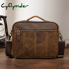 Cyflymder Original Leather Male Fashion Casual Design Satchel Crossbody Shoulder Messenger Bag Tote
