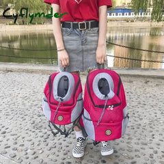 Cyflymder Outdoor Pet Dog Carrier Bag Portable Travel Backpack Breathable Mesh Out Double Shoulder