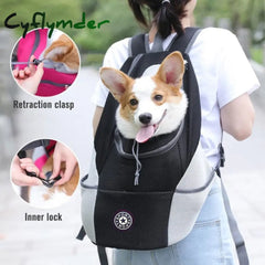 Cyflymder Outdoor Pet Dog Carrier Bag Portable Travel Backpack Breathable Mesh Out Double Shoulder