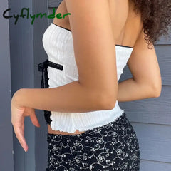 Cyflymder outfit ideas Hotsweet Bow Crop Tops Chic Lace Patchwork Strapless Vests Y2K Streetwear Aesthetic Fashion