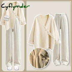 Cyflymder outfit inspo winter Autumn Oversize Cardigan Set Women New Loose Knitted Sweater Women Slim Versatile Casual