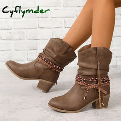 Cyflymder outfit inspo winter Women’s Shoes Slip-on Women’s Boots Fashion Pleated Daily Boots Women Hot Sale Round Toe