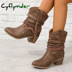 Cyflymder outfit inspo winter Women’s Shoes Slip-on Women’s Boots Fashion Pleated Daily Boots Women Hot Sale Round Toe