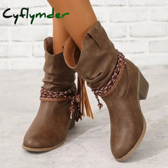 Cyflymder outfit inspo winter Women’s Shoes Slip-on Women’s Boots Fashion Pleated Daily Boots Women Hot Sale Round Toe