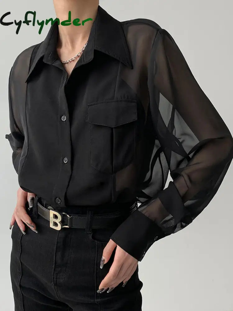 Cyflymder - Oversized Combination Mesh Shirt Black / S Shirts