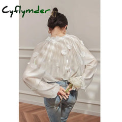 Cyflymder - Oversized Embroidered Floral Shirt Shirts