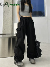 Oversized Jogger Cargo Pants Women Mid Waist Streetwear Fashion Grey Wide Leg Baggy Trousers Y2K Casual Pants Drawstring Pocket