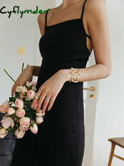 Cyflymder - Parallel Lines Open Back Strap Midi Dress Knit Dresses