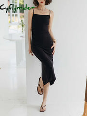 Cyflymder - Parallel Lines Open Back Strap Midi Dress Knit Dresses