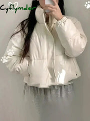 Parkas for Women Faux Leather Zippers Turtleneck Casual Coat Winter Fashion Thermal Button Pocket Female Jackets Cyflymder