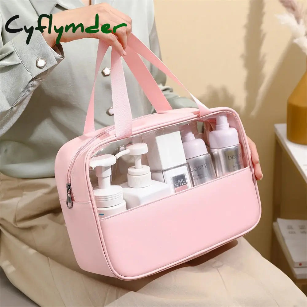 Cyflymder Patchwork Cosmetic Bag Makeup Storag Translucent Large Capacity Bath Organizer Waterproof
