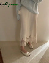Cyflymder Patchwork Lace Skirts Women Fashion Knitted Jupe Faldas Mujer De Moda High Waist Tunic Saia Vintage