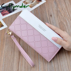 Cyflymder Patchwork Pu Letter Zipper Long Card Holder Purse Fashion High Quality Designer Money
