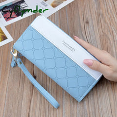 Cyflymder Patchwork Pu Letter Zipper Long Card Holder Purse Fashion High Quality Designer Money
