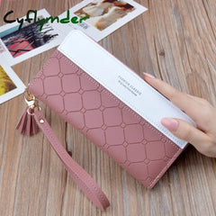 Cyflymder Patchwork Pu Letter Zipper Long Card Holder Purse Fashion High Quality Designer Money