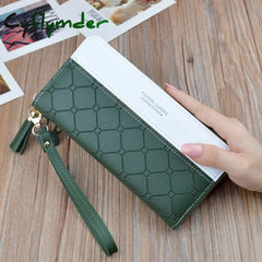 Cyflymder Patchwork Pu Letter Zipper Long Card Holder Purse Fashion High Quality Designer Money