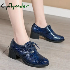 Cyflymder Patent Leather British Shoes Women’s Soft Deep Mouth Single Heel Spring And Winter Lacing