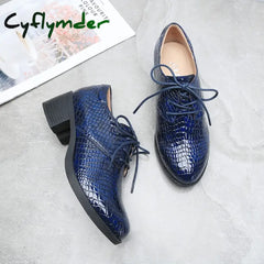 Cyflymder Patent Leather British Shoes Women’s Soft Deep Mouth Single Heel Spring And Winter Lacing