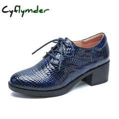 Cyflymder Patent Leather British Shoes Women’s Soft Deep Mouth Single Heel Spring And Winter Lacing