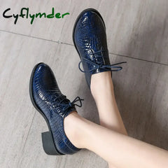 Patent Leather British Leather Shoes Women's Soft Leather Deep Mouth Single Heel Spring and Winter Lacing Shoes