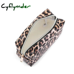 Cyflymder Pencil Case Big Kawaii Pencil Bags Stationery Trousse PU Leather Leopard Print Make Up Pen Case School