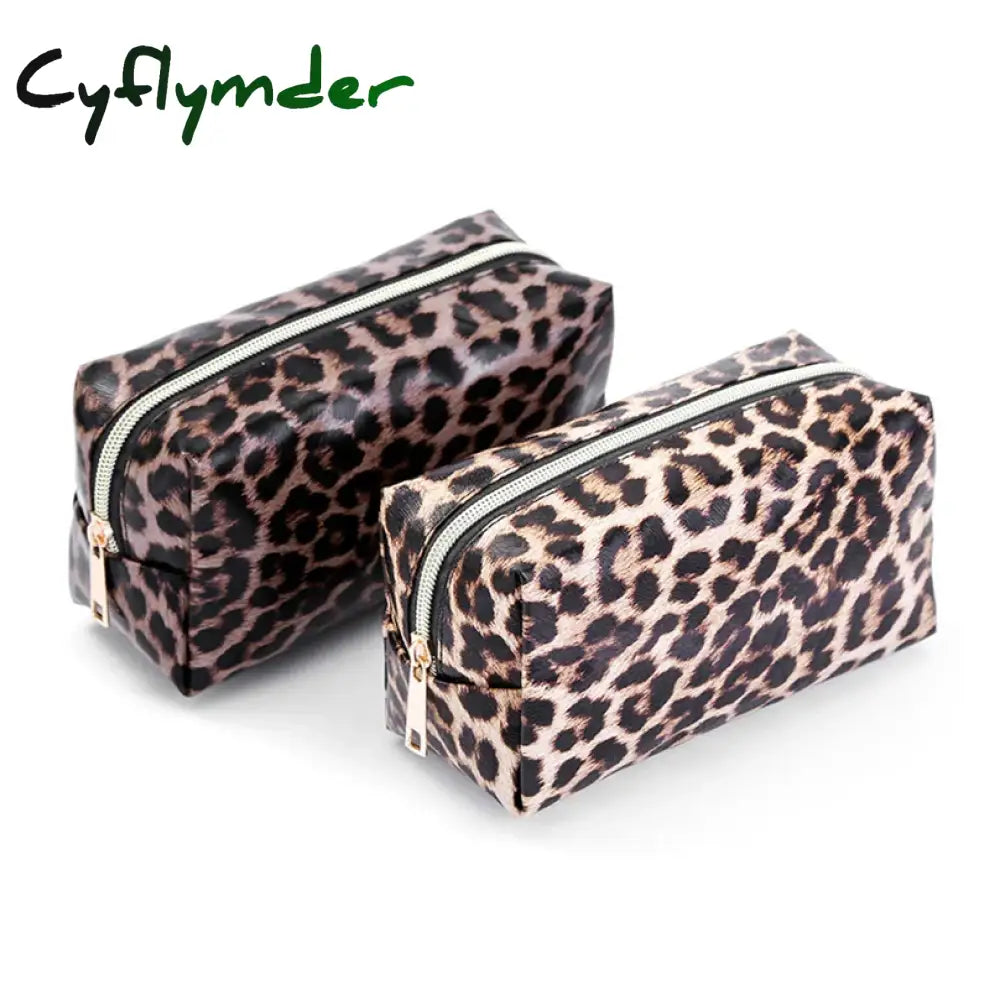 Cyflymder Pencil Case Big Kawaii Pencil Bags Stationery Trousse PU Leather Leopard Print Make Up Pen Case School