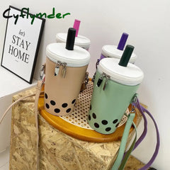 Cyflymder Personalized Bag For Women New Fashion Milk Tea Cup Shaped Bags Small Bucket Shoulder