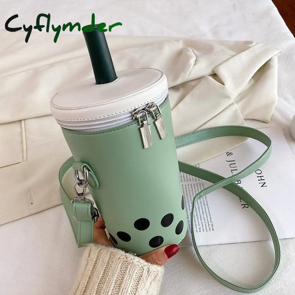 Cyflymder Personalized Bag For Women New Fashion Milk Tea Cup Shaped Bags Small Bucket Shoulder